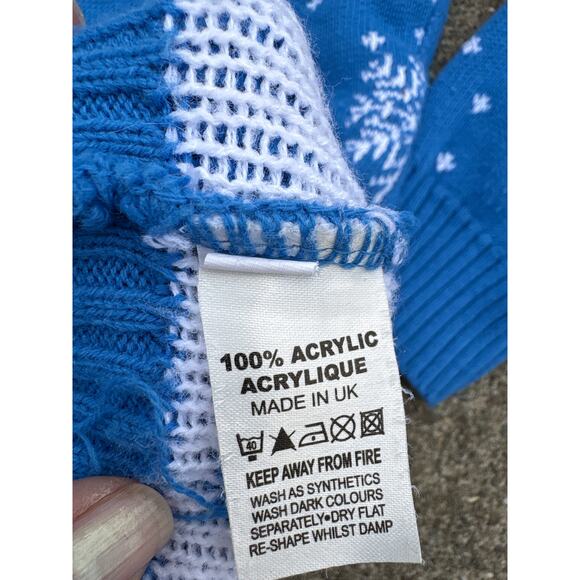 Merry Christmas Ugly Sweater Size M Flossing Santa Blue Holiday - Picture 3 of 4